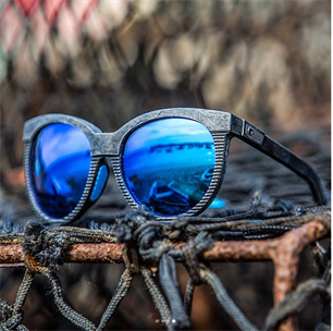 Zonnebril van gerecyclede visnetten
